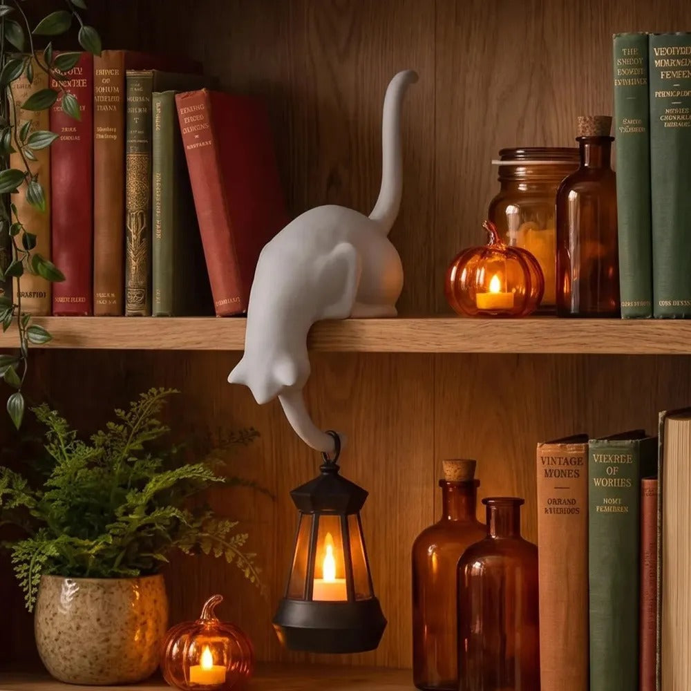Whimsical Cat Shelf Hook Sculpture for Home Decor