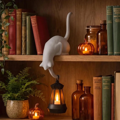 Whimsical Cat Shelf Hook Sculpture for Home Decor
