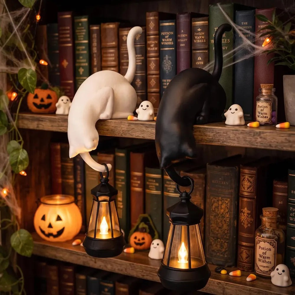 Whimsical Cat Shelf Hook Sculpture for Home Decor