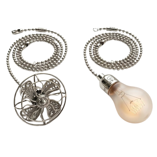Vintage Style Pendant Pull Chain Set for Ceiling Fans with Metal Chain