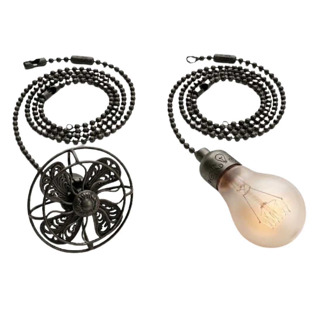 Vintage Style Pendant Pull Chain Set for Ceiling Fans with Metal Chain
