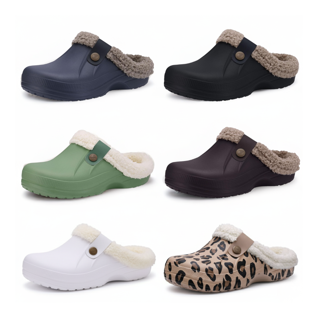 Water-Resistant Winter Slippers for Adults - Classic Fur-Lined Clogs