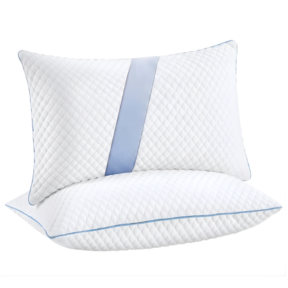 Set of 2 Queen Size Adjustable Memory Foam Pillows for Cooling Comfort