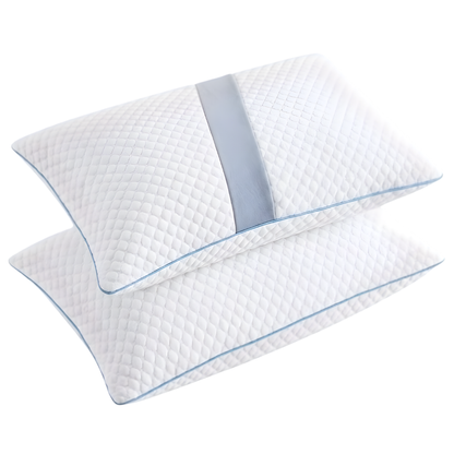 Set of 2 Queen Size Adjustable Memory Foam Pillows for Cooling Comfort