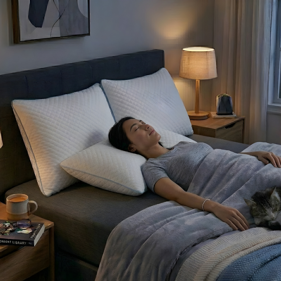 Set of 2 Queen Size Adjustable Memory Foam Pillows for Cooling Comfort