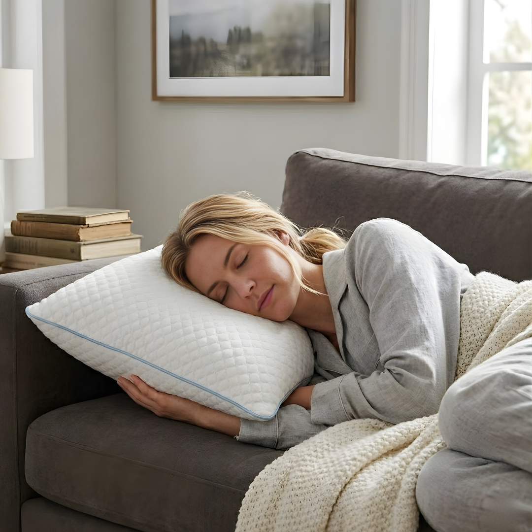 Set of 2 Queen Size Adjustable Memory Foam Pillows for Cooling Comfort