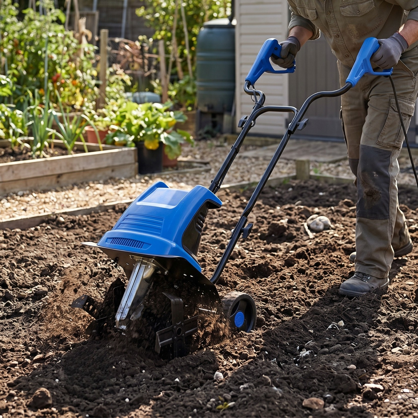Electric Garden Tiller with Steel Blade for Soil Preparation