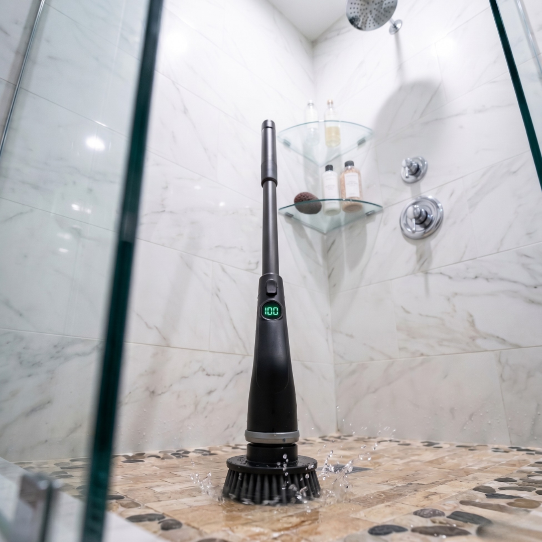 Electric Spin Scrubber - Cordless with 7 Attachments and Adjustable Handle