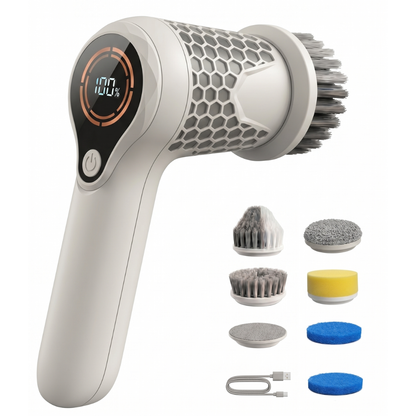 Electric Cordless Spin Scrubber with Brush Attachments and Dual Speed