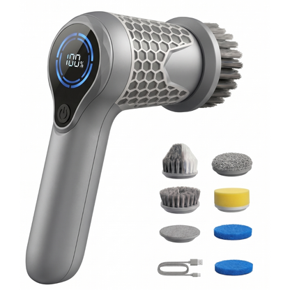 Electric Cordless Spin Scrubber with Brush Attachments and Dual Speed