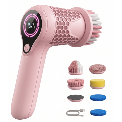 Electric Cordless Spin Scrubber with Brush Attachments and Dual Speed