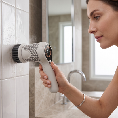 Electric Cordless Spin Scrubber with Brush Attachments and Dual Speed