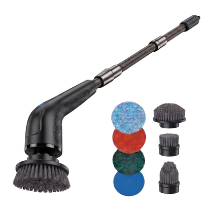 Rechargeable Spin Cleaning Brush with Adjustable Handle and Swappable Heads
