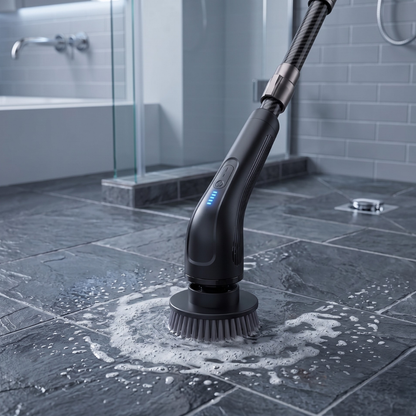 Rechargeable Spin Cleaning Brush with Adjustable Handle and Swappable Heads