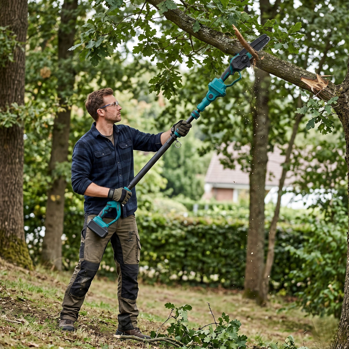 Overhead Branch Cutter - Cordless Pole Chainsaw with Extension
