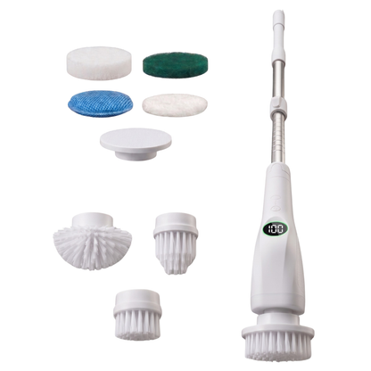 Rechargeable Spin Cleaning Brush Set with 8 Attachments and Adjustable Grip