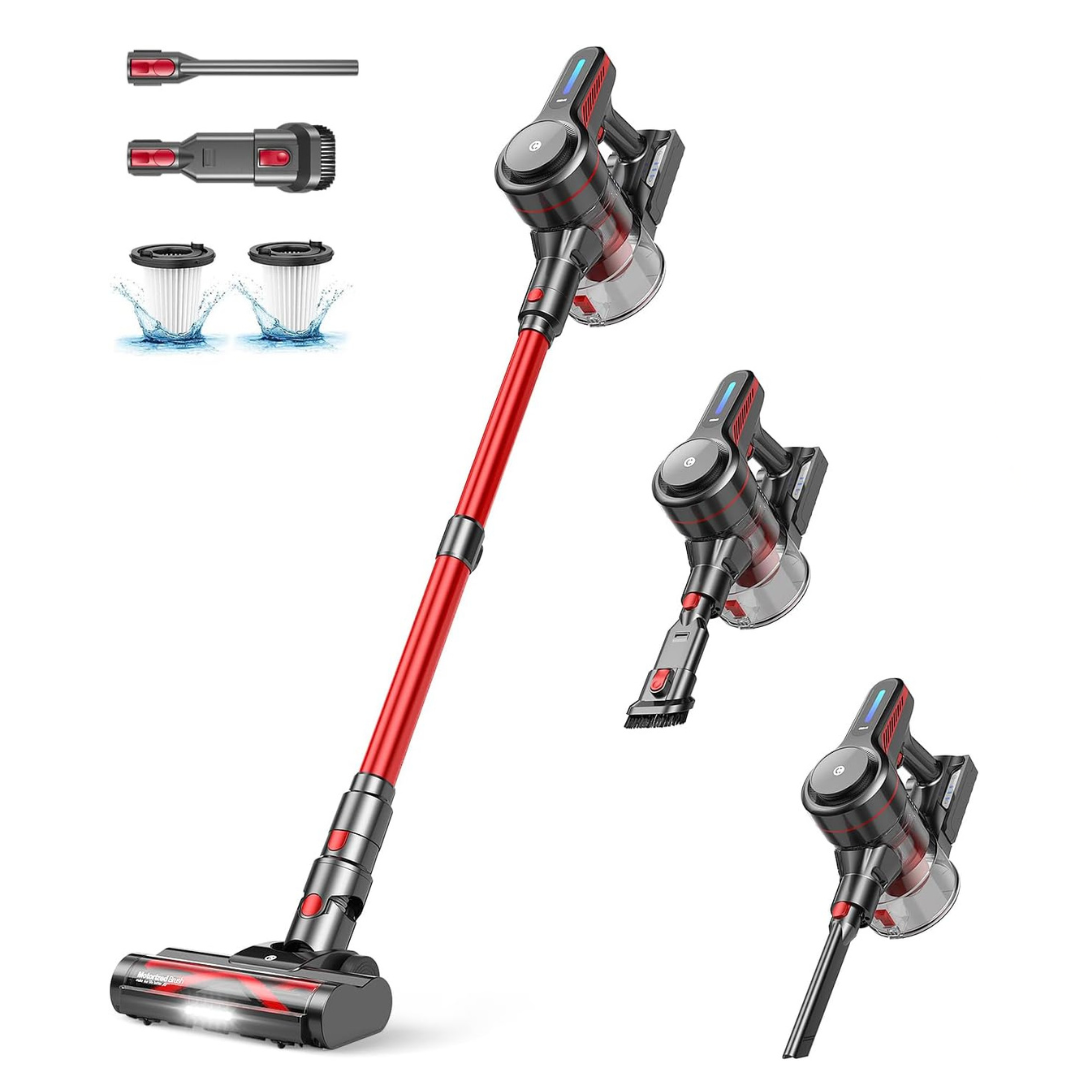Stick Vacuum Cleaner, Cordless, 28KPa Suction Power, 1.5L Dust Bin