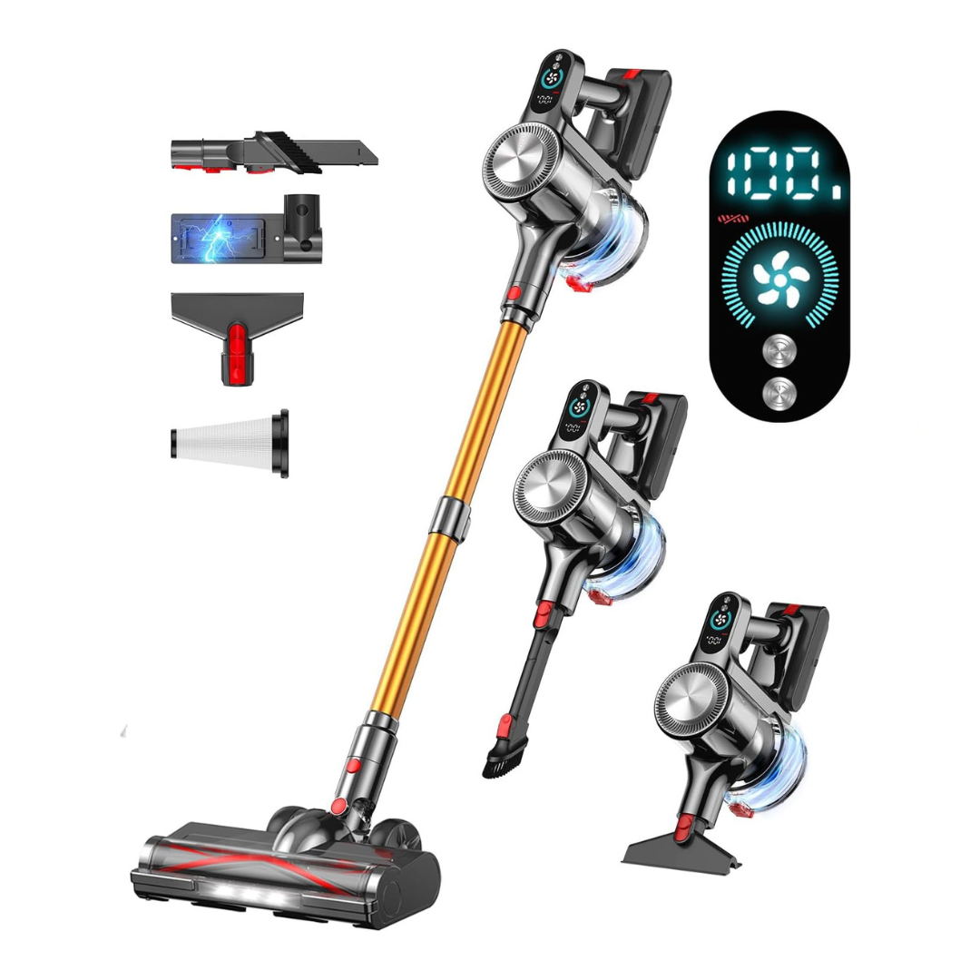 Stick Vacuum Cleaner with LED Light, V-Brush, 7-Stage Filtration