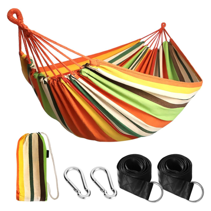 Portable Cotton Hammock for Camping with Tree Straps – 660lb Capacity