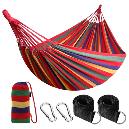 Portable Cotton Hammock for Camping with Tree Straps – 660lb Capacity