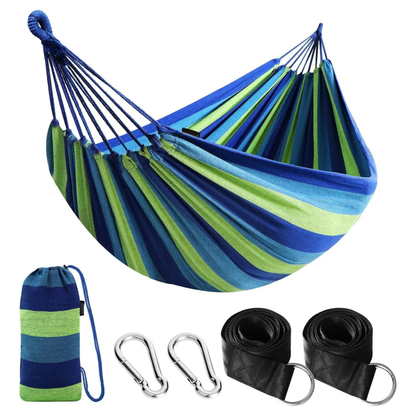 Portable Cotton Hammock for Camping with Tree Straps – 660lb Capacity