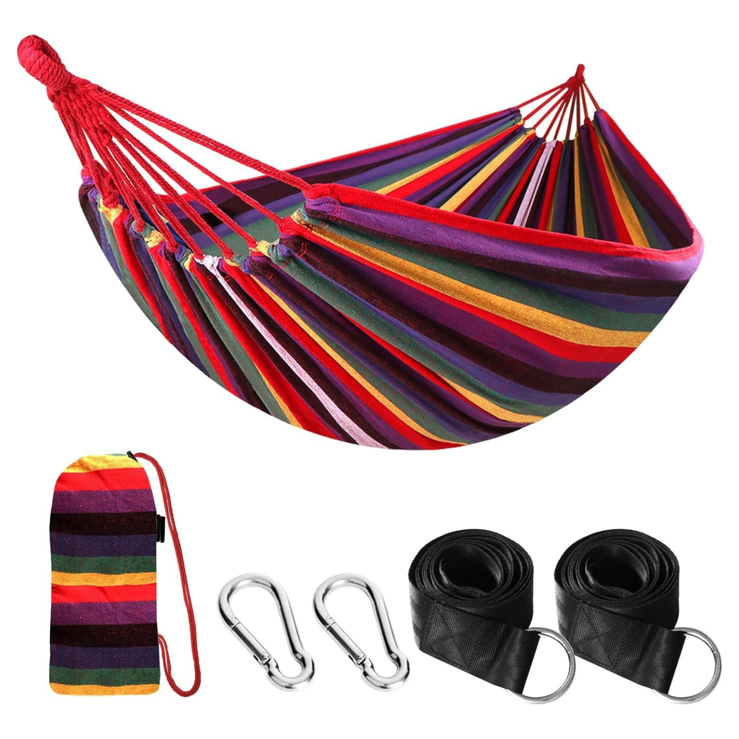 Portable Cotton Hammock for Camping with Tree Straps – 660lb Capacity