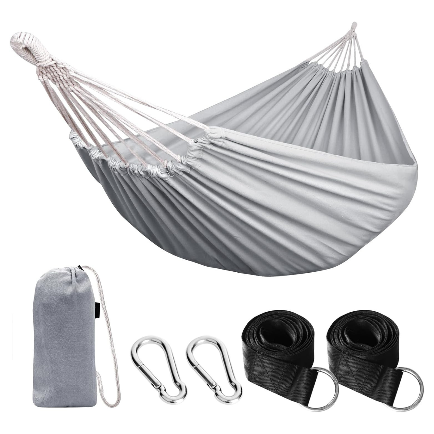 Portable Cotton Hammock for Camping with Tree Straps – 660lb Capacity