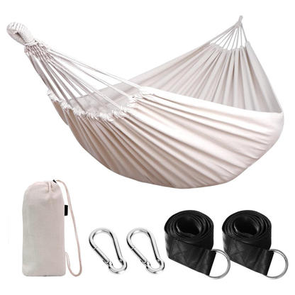 Portable Cotton Hammock for Camping with Tree Straps – 660lb Capacity