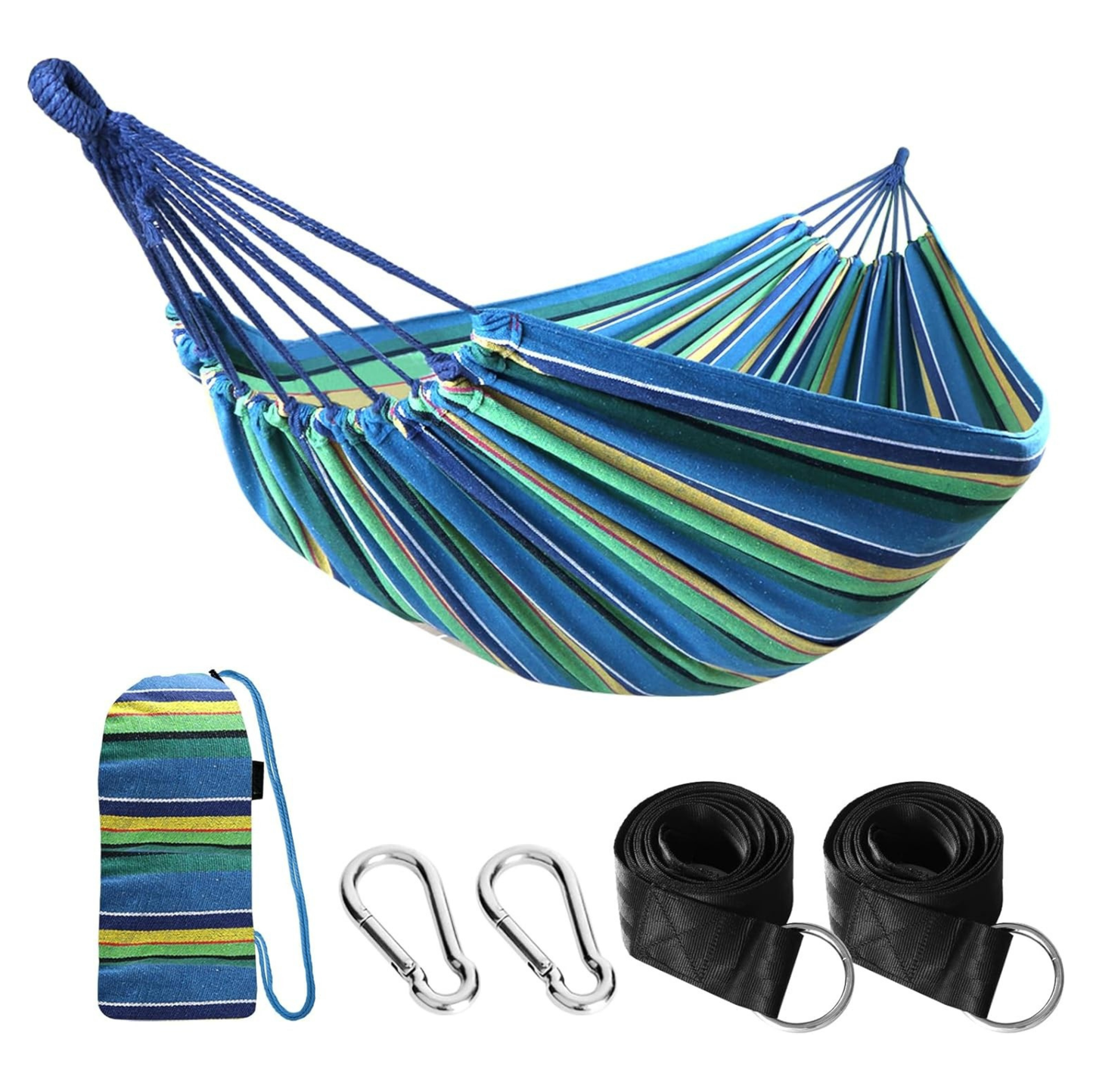 Portable Cotton Hammock for Camping with Tree Straps – 660lb Capacity