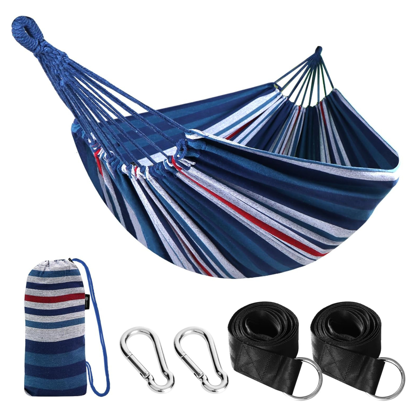 Portable Cotton Hammock for Camping with Tree Straps – 660lb Capacity