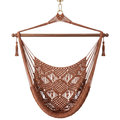 Hammock Chair Made of Cotton Rope with 40-Inch Wooden Spreader Bar