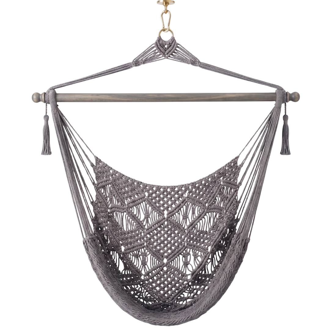 Hammock Chair Made of Cotton Rope with 40-Inch Wooden Spreader Bar