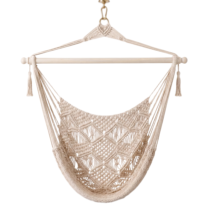 Hammock Chair Made of Cotton Rope with 40-Inch Wooden Spreader Bar