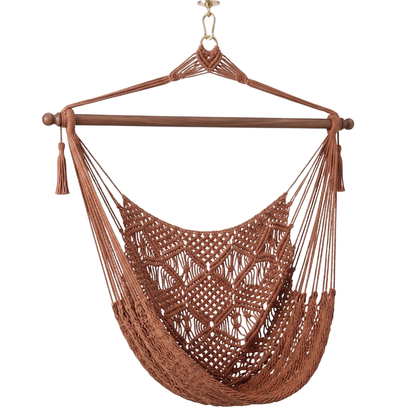 Hammock Chair Made of Cotton Rope with 40-Inch Wooden Spreader Bar