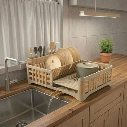 Dish Drying Rack for Countertop with Drain Tray and Cutlery Holder