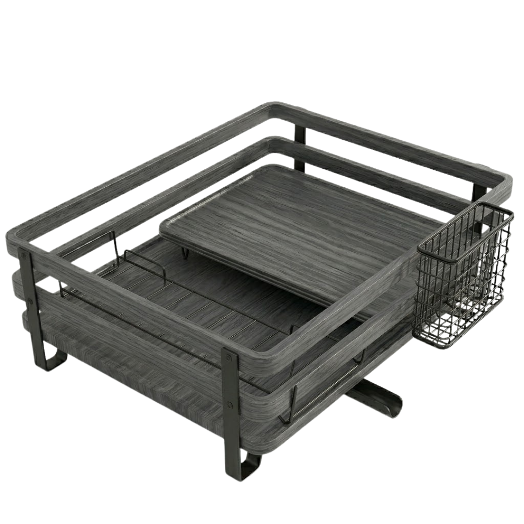 Dish Drying Rack for Countertop with Utensil Holder and Drain Tray