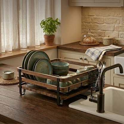 Dish Drying Rack for Countertop with Utensil Holder and Drain Tray