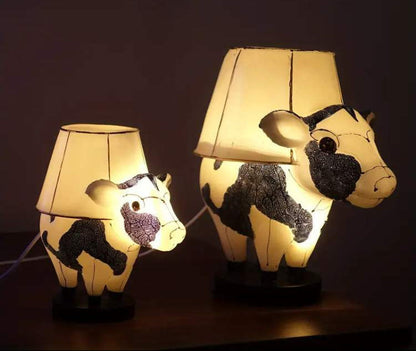 Whimsical Cow-Shaped LED Desk Lamp with Soft Fabric Shade
