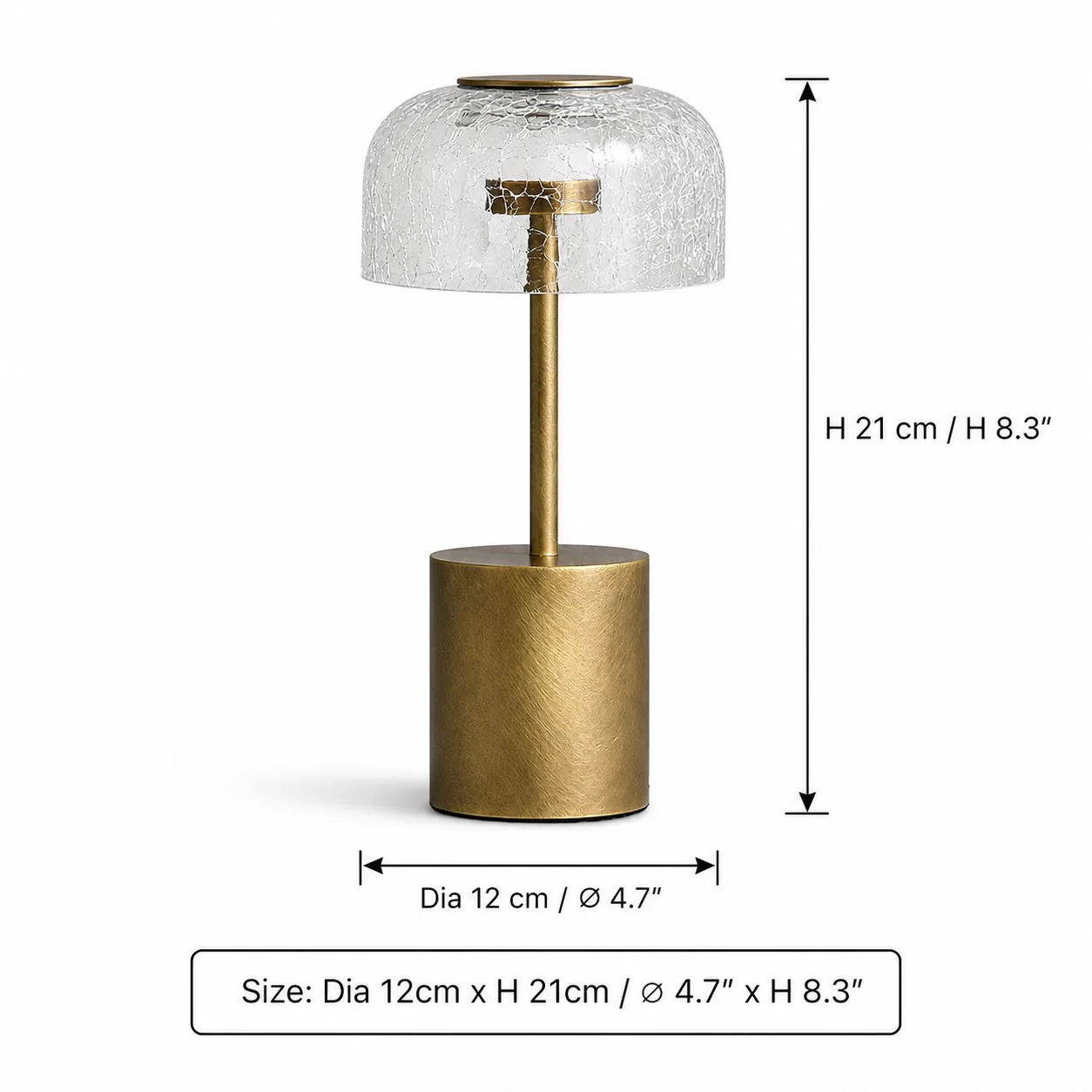 Table Lamp with Cracked Glass Shade