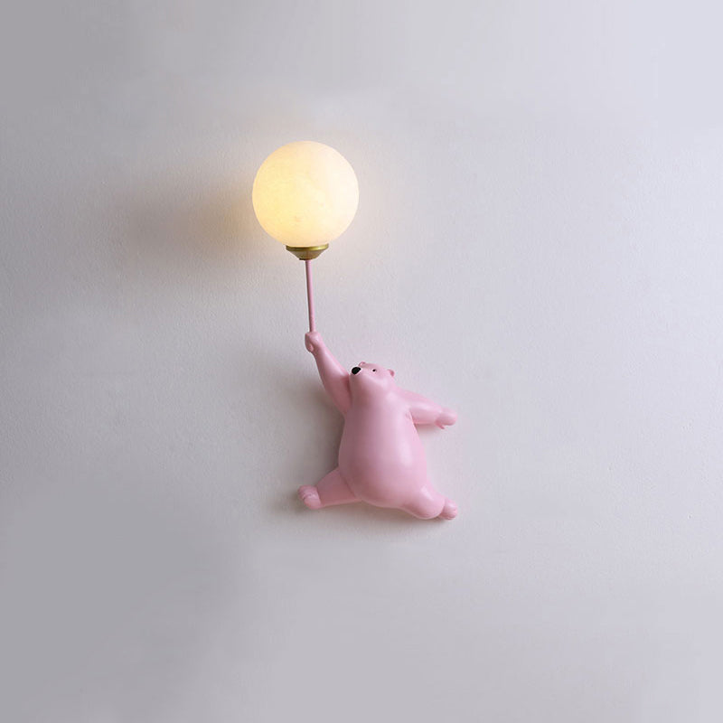Charming Bear Balloon Wall Lamp for Kids' Spaces