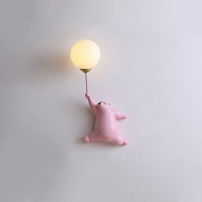 Charming Bear Balloon Wall Lamp for Kids' Spaces