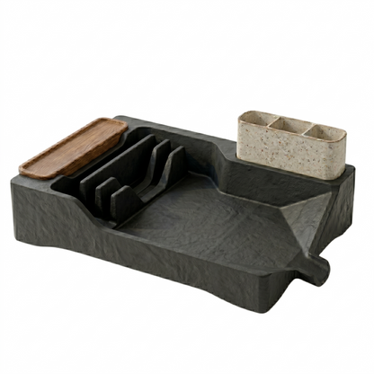 Drying Rack for Dishes with Drain Tray, Cutlery Holder, and Cup Shelf