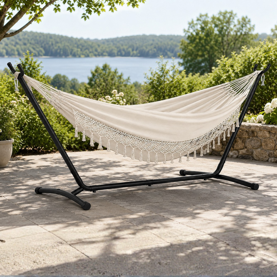 Hammock Set with Steel Frame – 450 lb Capacity and Carrying Bag