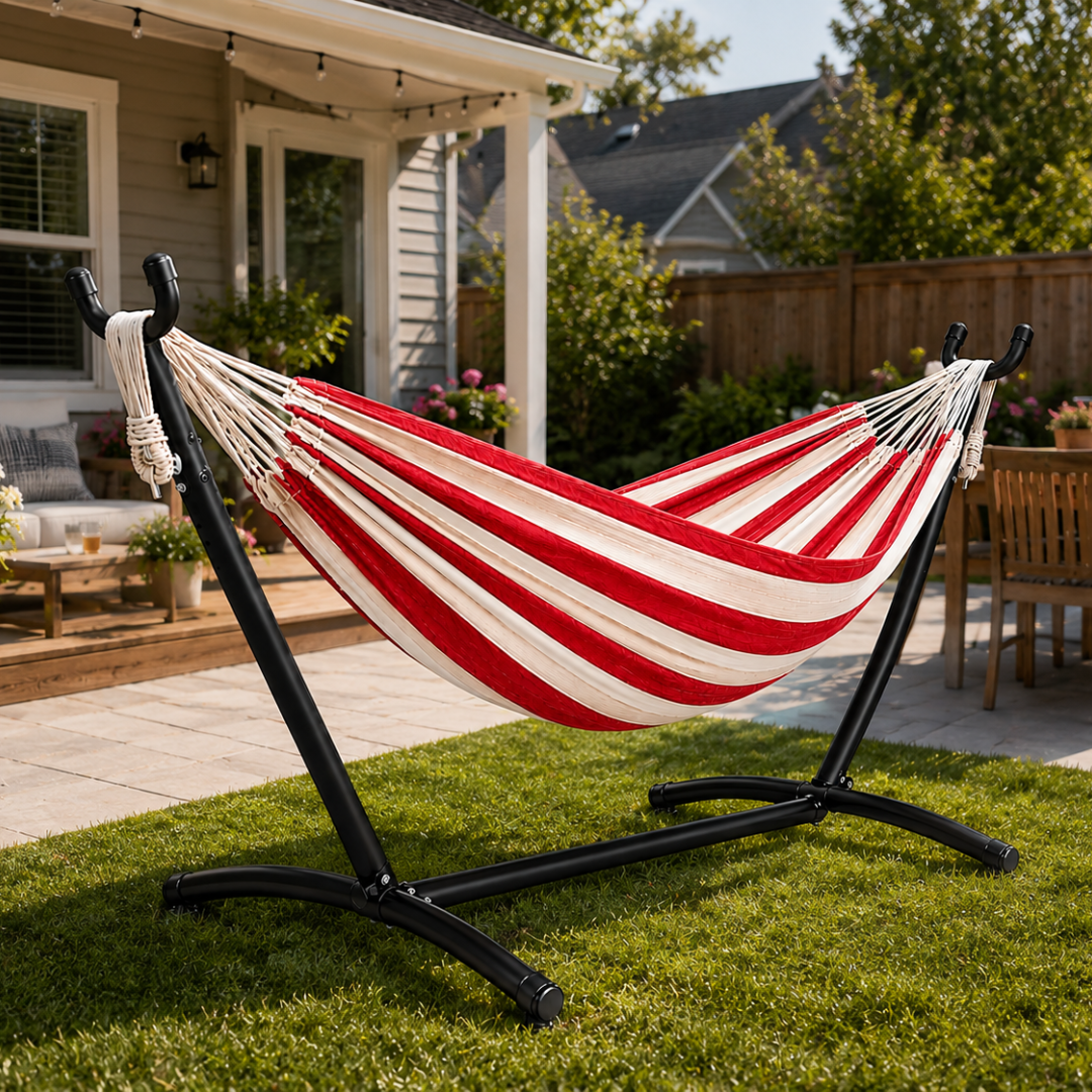 Steel Stand Double Hammock – 450 lb Capacity for Outdoor Use