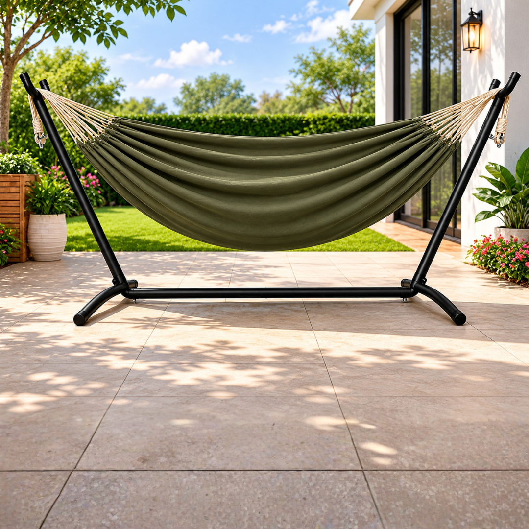 Hammock with Steel Frame – 500 lb Weight Limit and Storage Bag