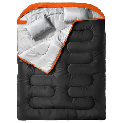 Adult Double Sleeping Bag with Two Pillows and Compression Bag