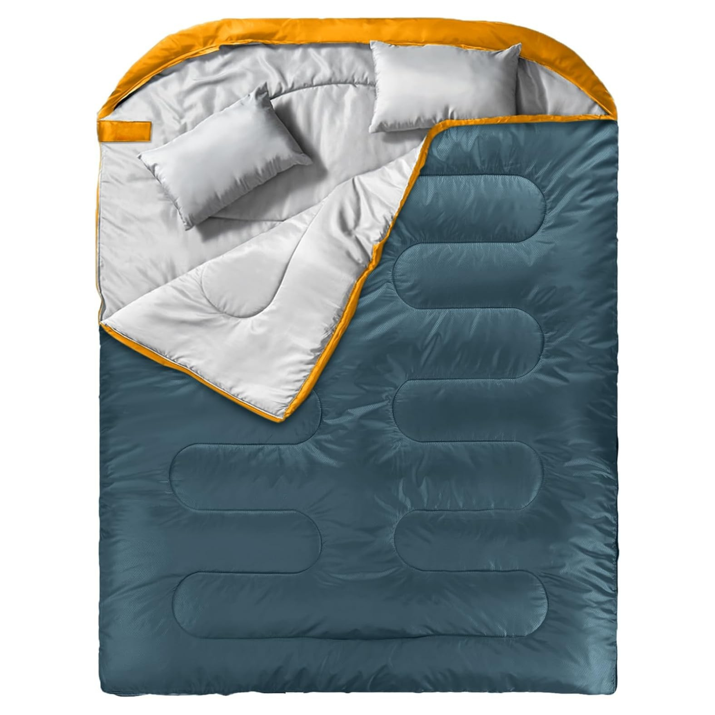 Adult Double Sleeping Bag with Two Pillows and Compression Bag