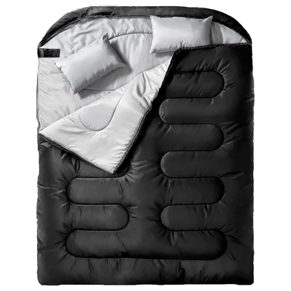 Adult Double Sleeping Bag with Two Pillows and Compression Bag