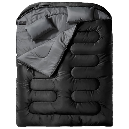 Adult Double Sleeping Bag with Two Pillows and Compression Bag