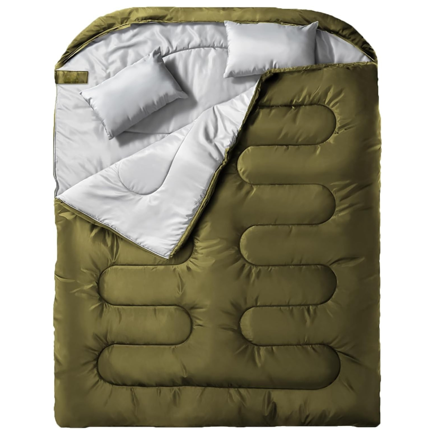 Adult Double Sleeping Bag with Two Pillows and Compression Bag